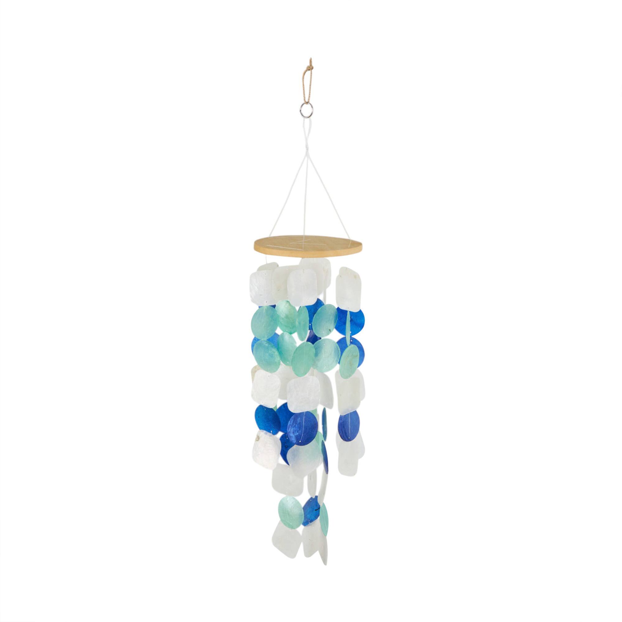 22" White Capiz Shell Waterfall Indoor Outdoor Windchime Accents